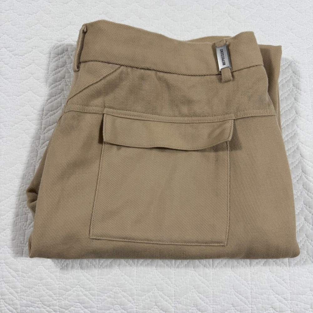 Represent Split Pant‎ Mens XL 34x29 Tan Minimalist 100% Virgin Wool Trousers EUC